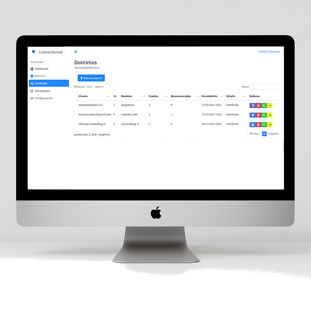 Mockup panel de Connectia Mail